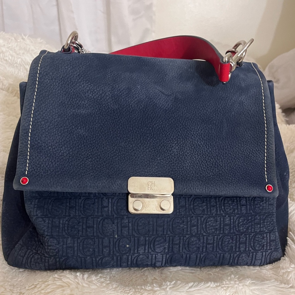 Carolina Herrera Navy Satchel
